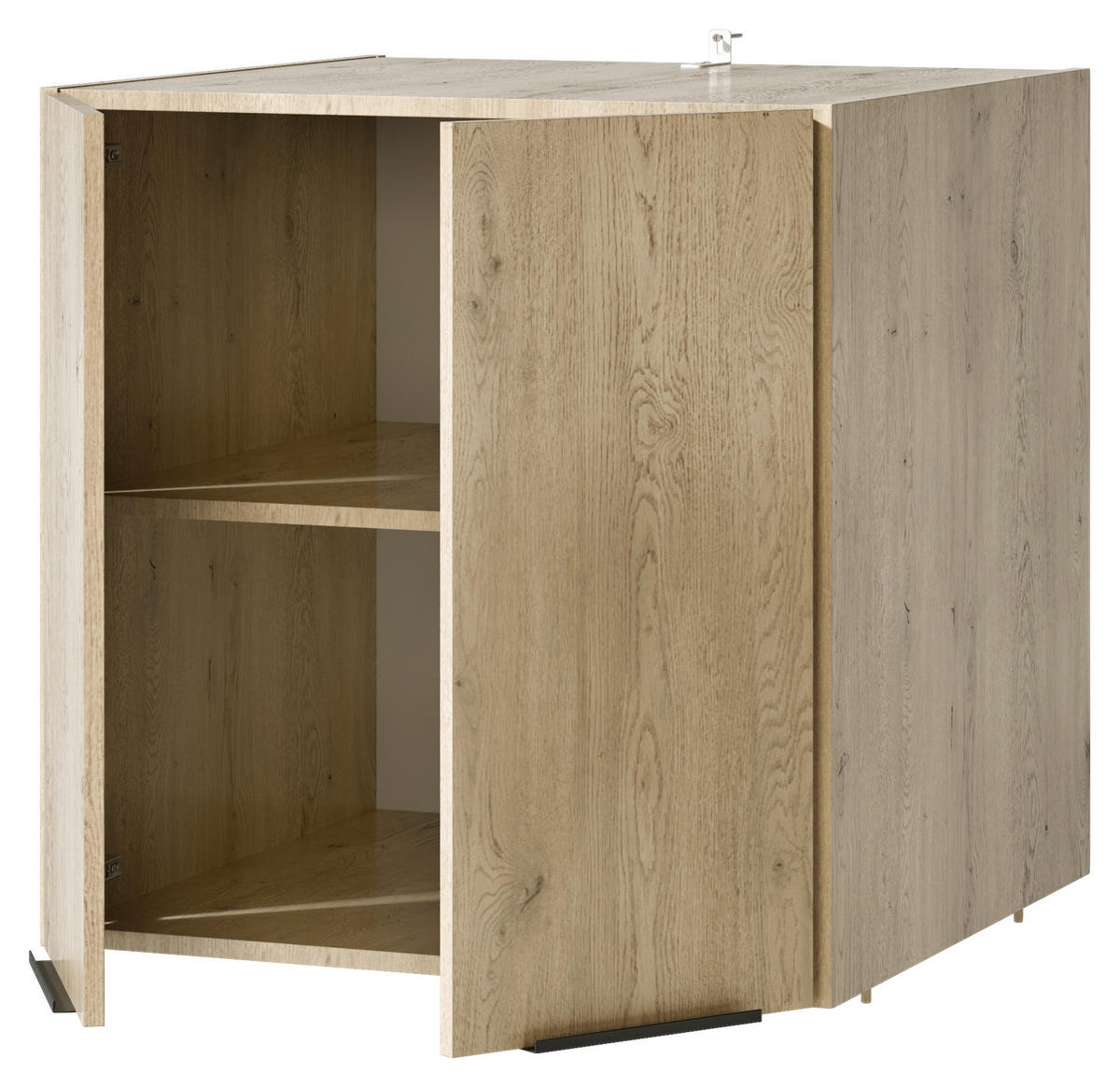 AUFSATZSCHRANK 70/70/68 cm   - Eichefarben/Schwarz, Basics, Holzwerkstoff/Metall (70/70/68cm) - MID.YOU