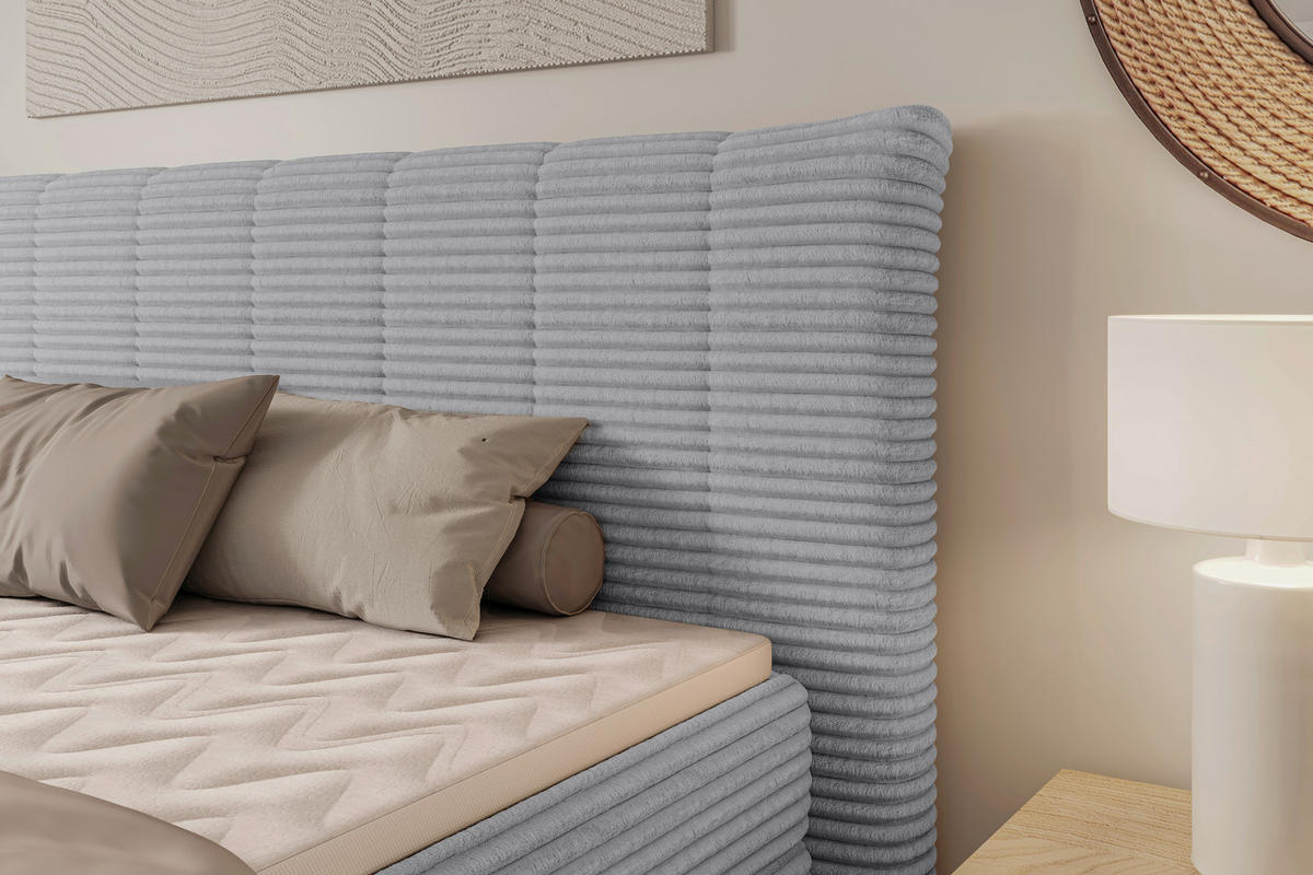 BOXSPRINGBETT 180/200 cm  in Hellgrau  - Hellgrau/Schwarz, Design, Kunststoff/Textil (180/200cm) - Chameo