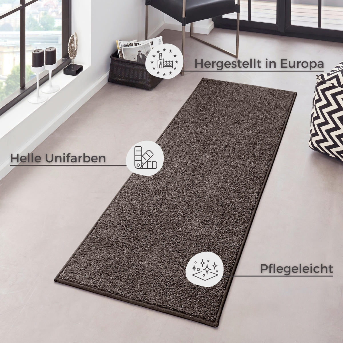 WEBTEPPICH 80/300 cm Pure Anthrazit  - Anthrazit, Basics, Kunststoff (80/300cm)