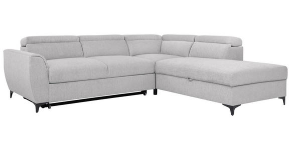 ECKSOFA Hellgrau Velours  - Hellgrau/Schwarz, KONVENTIONELL, Textil/Metall (255/217cm) - Carryhome