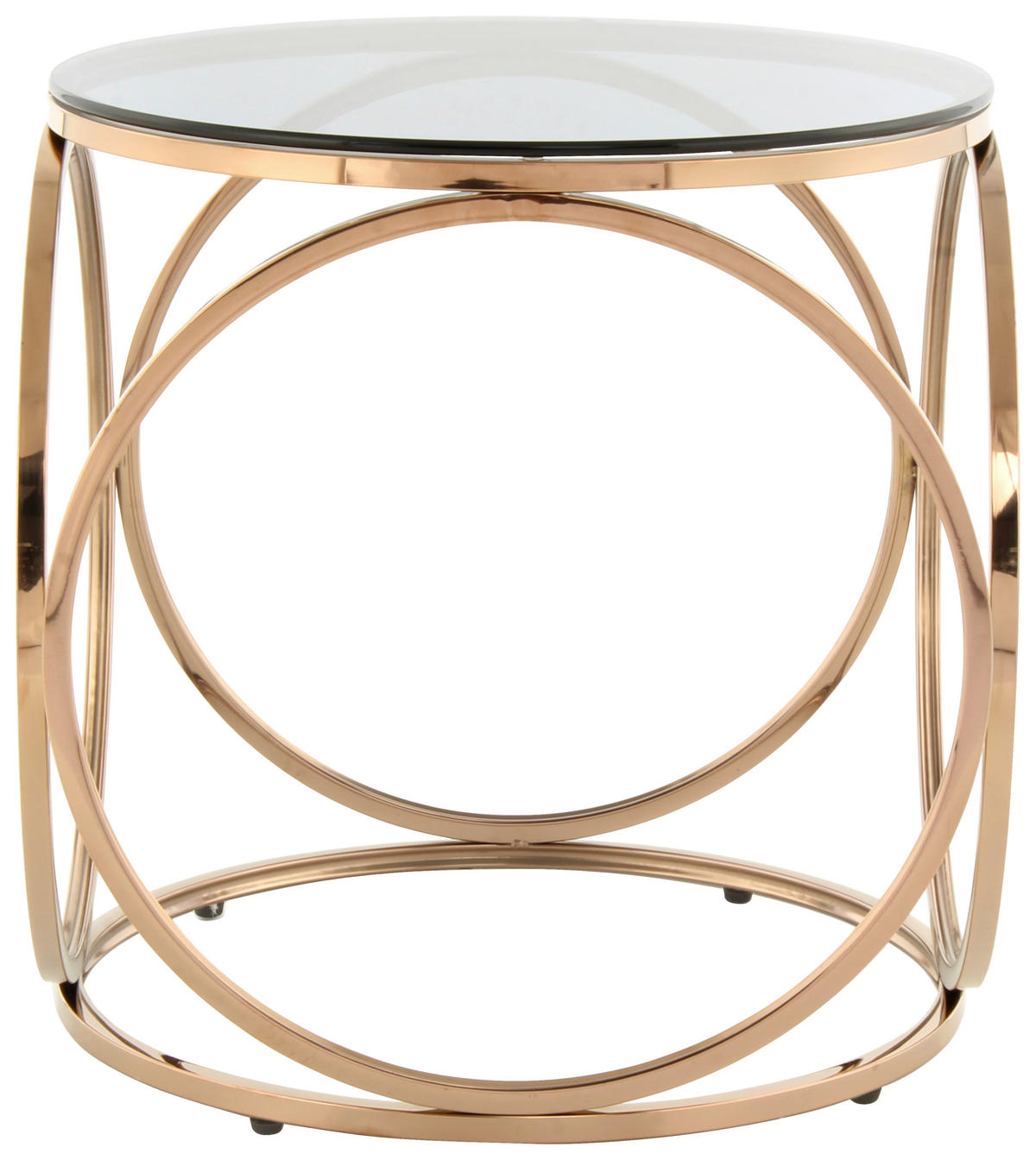 BEISTELLTISCH 50/50/52 cm Grau, Roségold rund  - Roségold/Grau, Design, Glas/Metall (50/50/52cm) - Kayoom