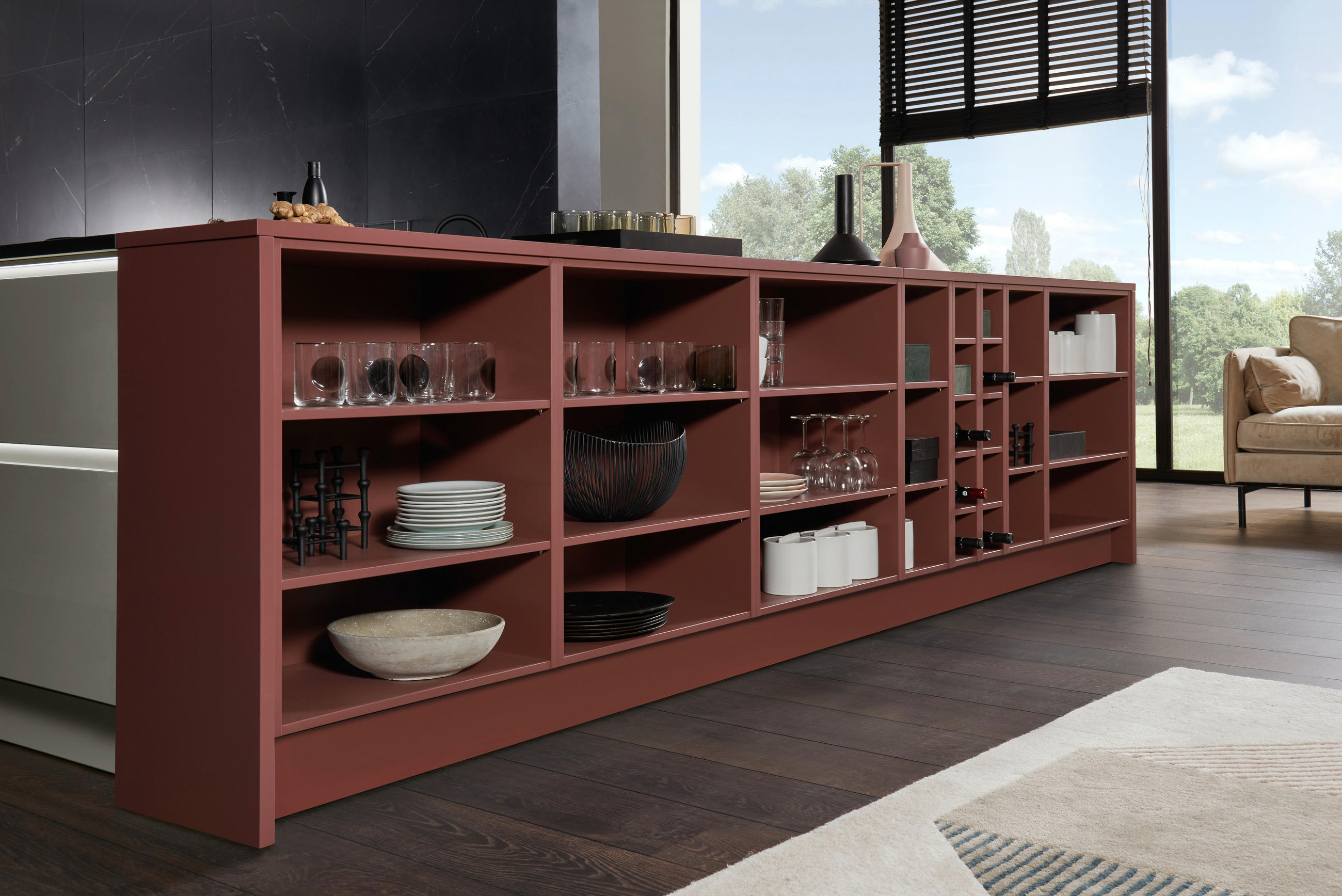 EINBAUKÜCHE   - Rot/Grau, Basics, Holzwerkstoff - Dieter Knoll