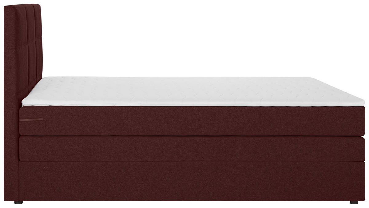 BOXSPRINGBETT 140/200 cm,  in Dunkelrot  - Schwarz/Dunkelrot, Design, Kunststoff/Textil (140/200cm) - Welnova
