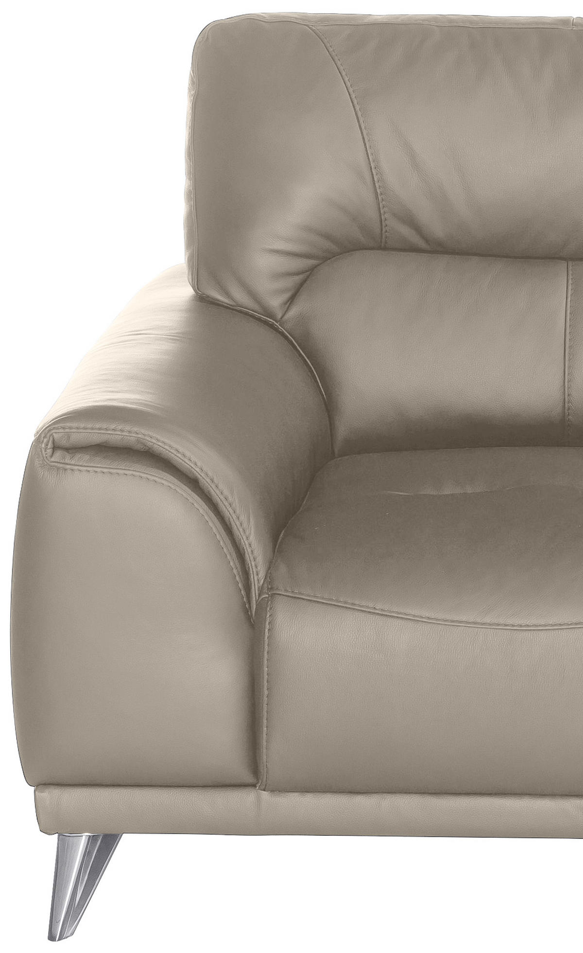 2-SITZER-SOFA in Lederlook Sandfarben  - Sandfarben/Chromfarben, Modern, Textil/Metall (166/92/96cm) - MID.YOU
