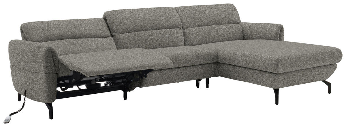 ECKSOFA Greige Chenille  - Greige/Schwarz, Design, Textil/Metall (299/187cm) - Schöner Wohnen