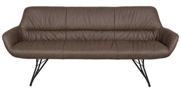 SITZBANK 201,5/87/67,5 cm Echtleder Braun, Schwarz  - Schwarz/Braun, Design, Leder/Metall (201,5/87/67,5cm) - Dieter Knoll