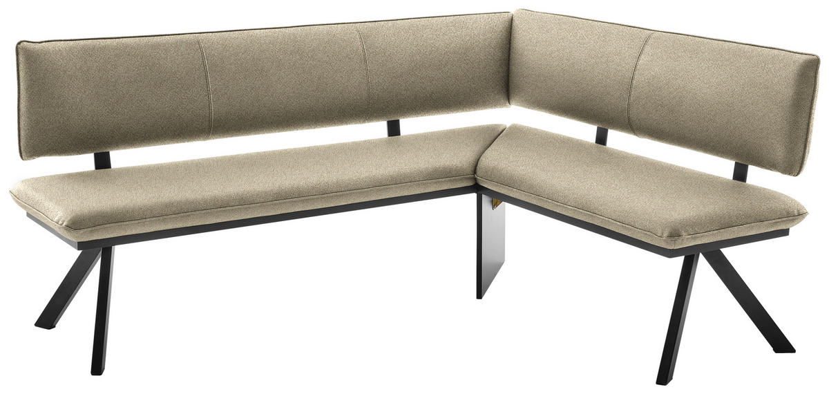 ECKBANK 190/150 cm  in Schwarz, Beige  - Beige/Schwarz, MODERN, Textil/Metall (190/150cm) - Cantus