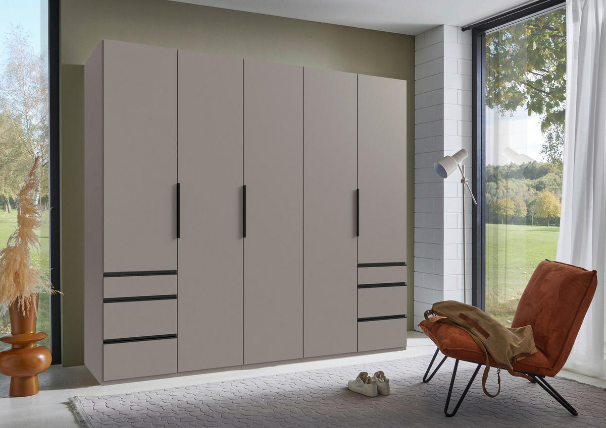 DREHTÜRENSCHRANK  in Sahara  - Schwarz/Sahara, MODERN, Holzwerkstoff/Metall (250/216/58cm) - MID.YOU