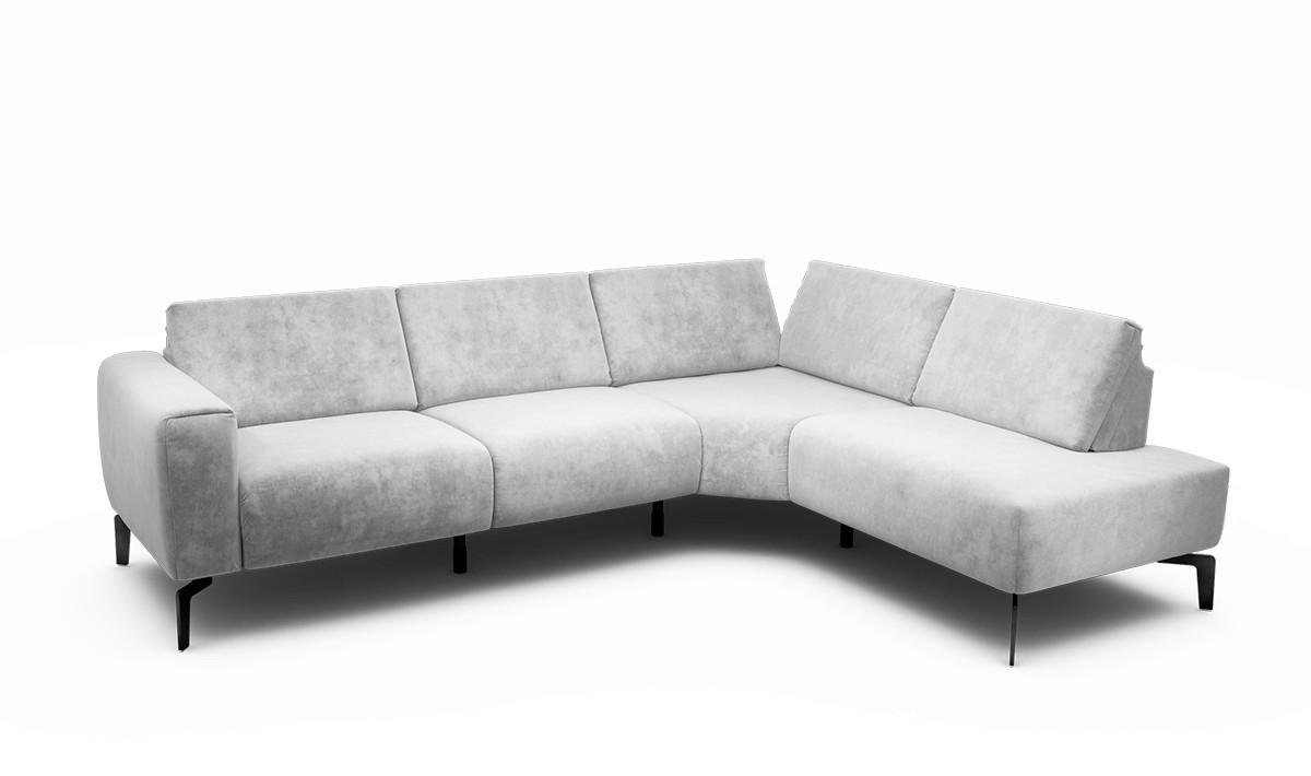 ECKSOFA Cosy Hellgrau Samt  - Hellgrau/Schwarz, Design, Textil/Metall (256/193cm) - SENSOO