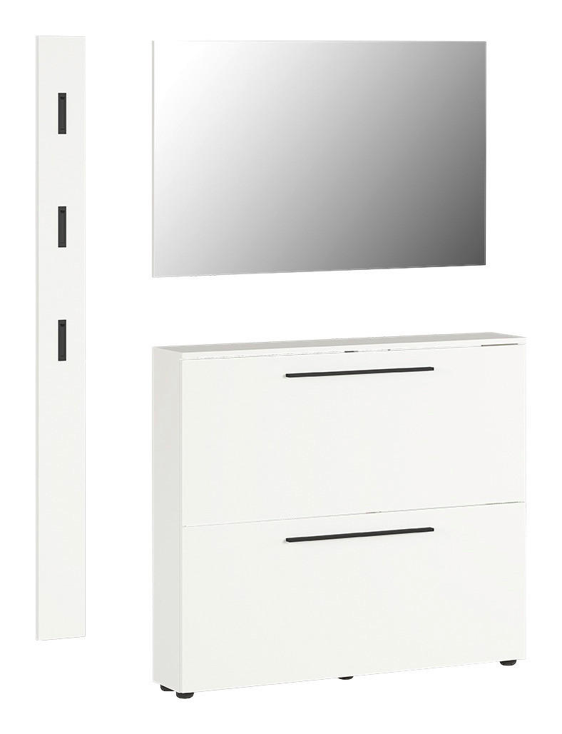 GARDEROBE 3-teilig  in 130/200/19 cm  - Weiß, Basics, Glas/Holzwerkstoff (130/200/19cm)