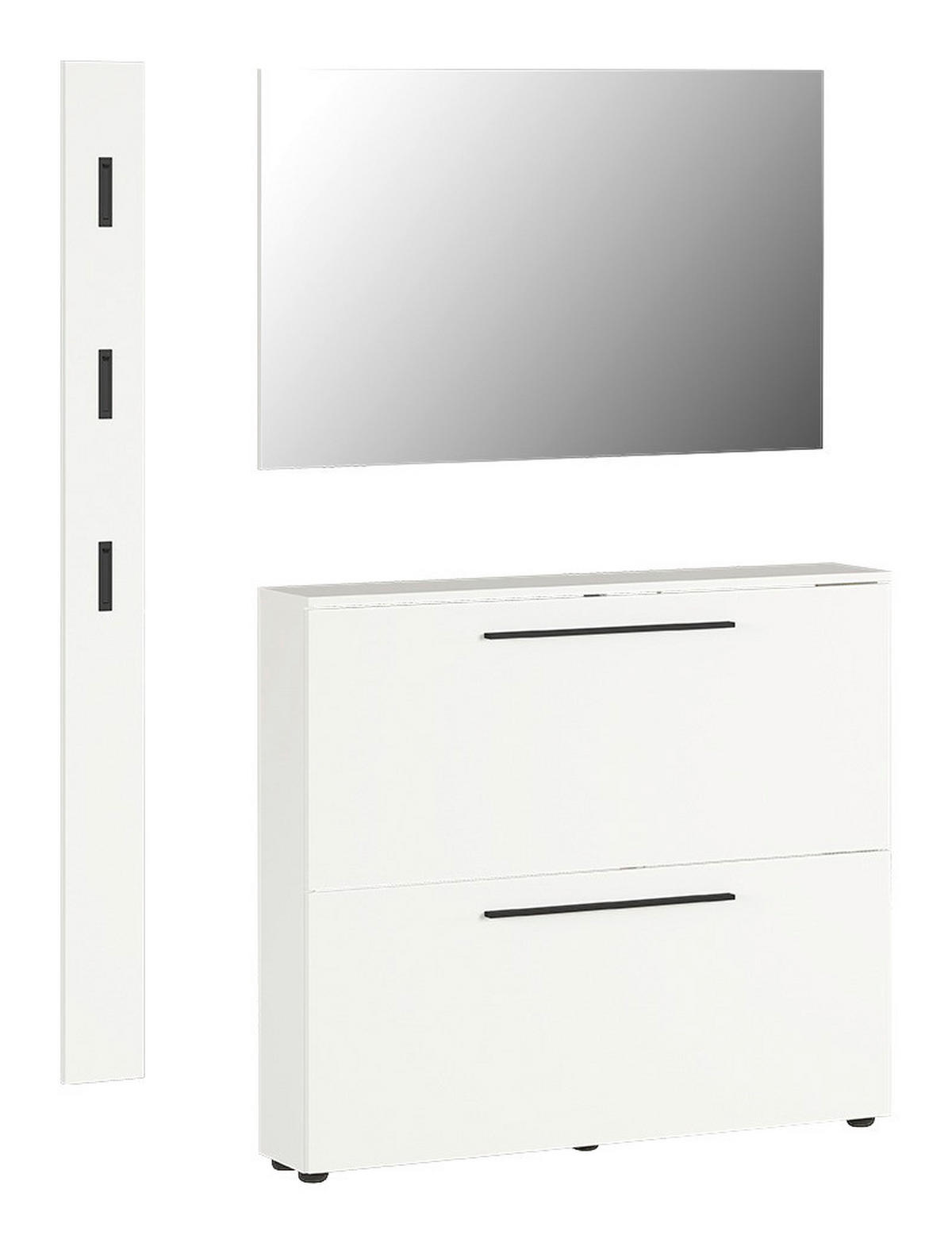 GARDEROBE 3-teilig  in 130/200/19 cm  - Weiss, Basics, Glas/Holzwerkstoff (130/200/19cm)