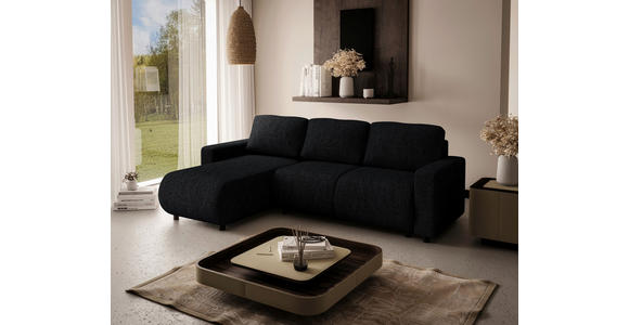 ECKSOFA Schwarz Webstoff  - Schwarz, MODERN, Kunststoff/Textil (150/240cm) - Xora
