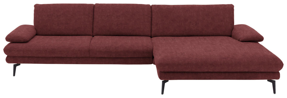 ECKSOFA  in Velours Weinrot  310/180 cm  - Weinrot/Schwarz, Design, Textil/Metall (310/180cm) - Dieter Knoll