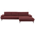 ECKSOFA  in Velours Weinrot  310/180 cm  - Weinrot/Schwarz, Design, Textil/Metall (310/180cm) - Dieter Knoll