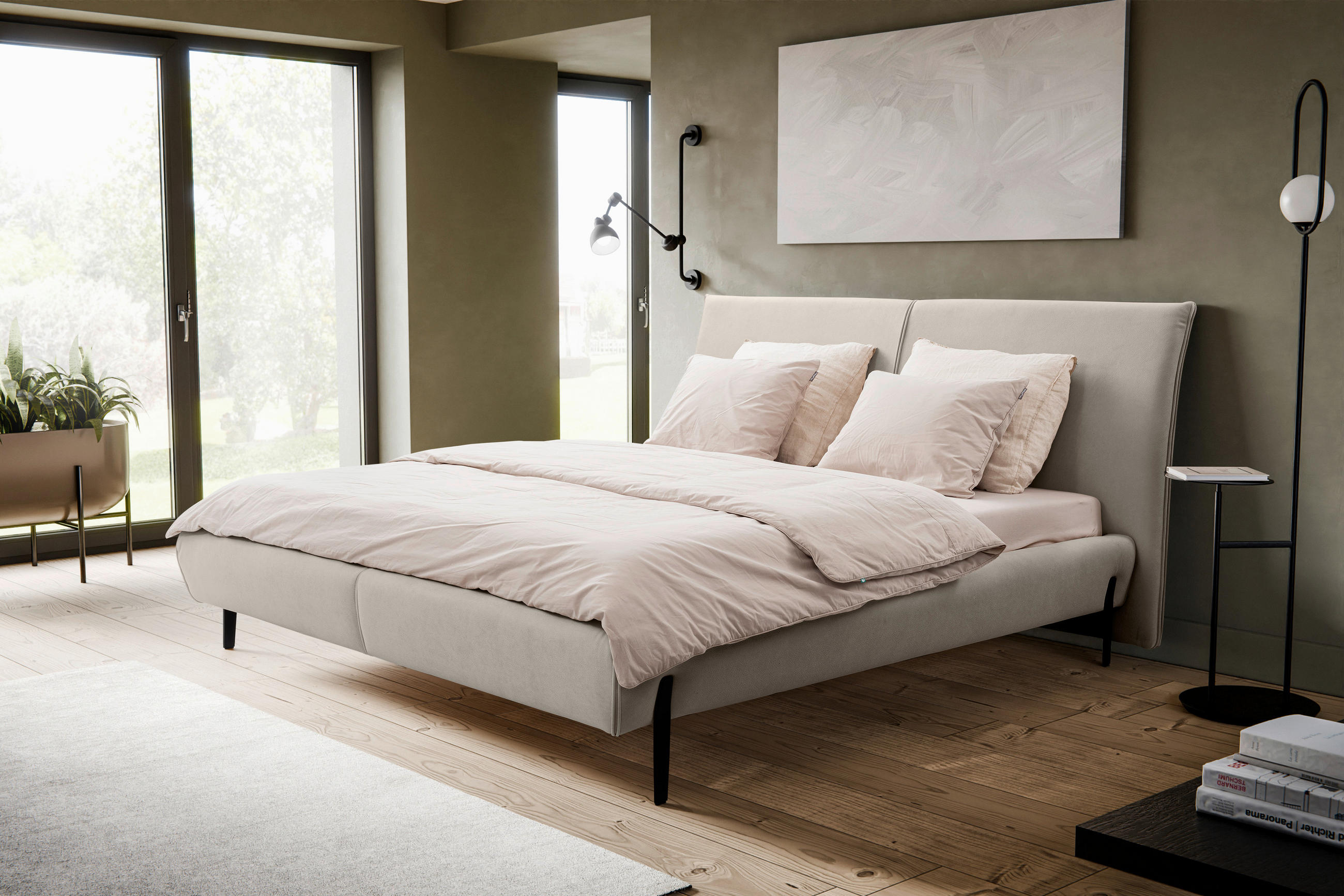 TAPECIRANI KREVET   180/200 cm   krem  - crna/krem, Moderno, drvo/metal (180/200cm) - MID.YOU