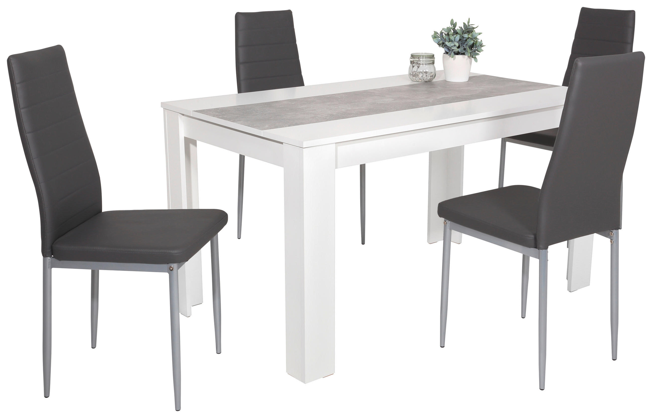 TISCHGRUPPE   - Weiß/Grau, Textil/Metall (140/80/76cm)