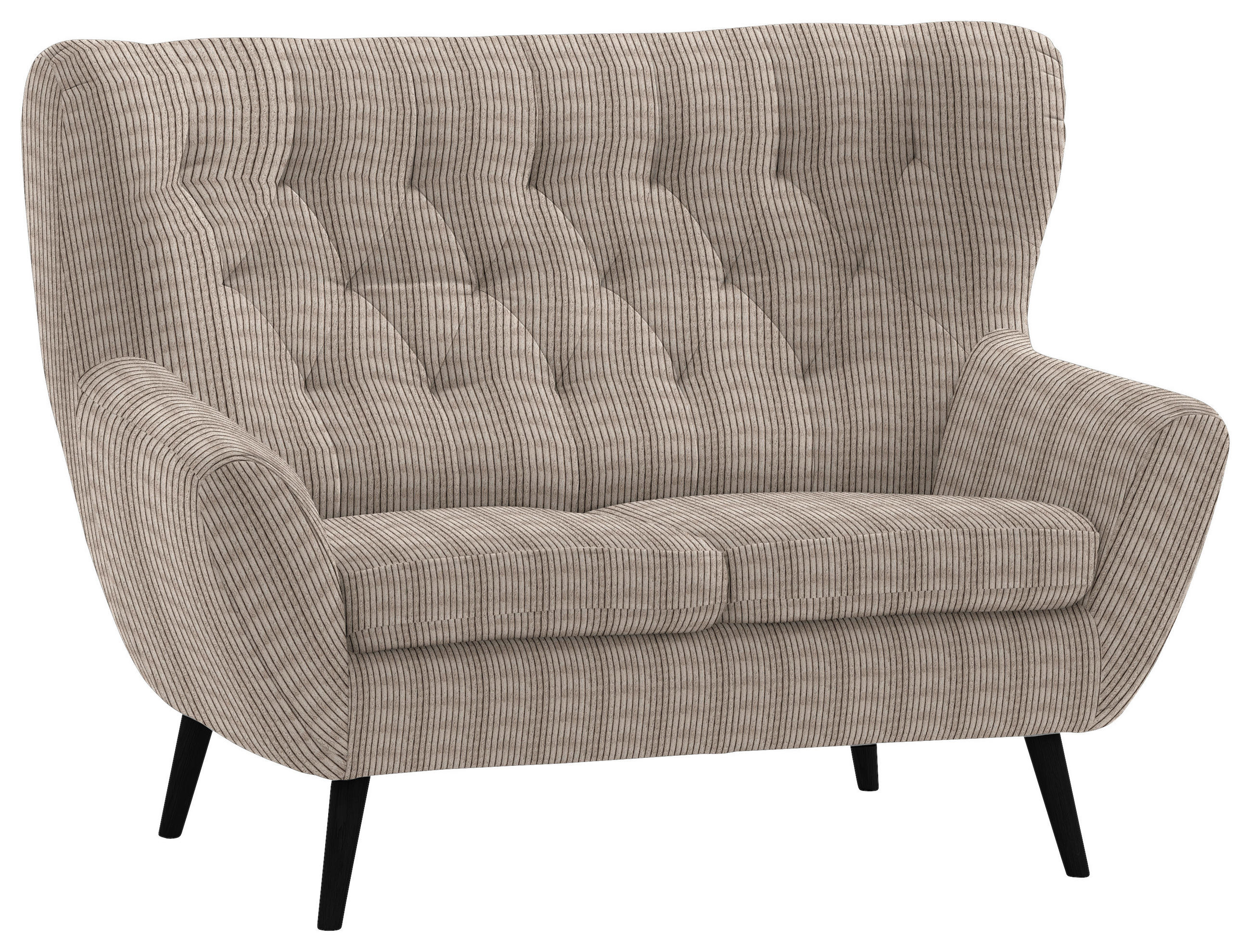 2-SITZER-SOFA Skagen in Cord Beige  - Beige/Schwarz, Design, Holz/Textil (137/101/95cm) - Stylife