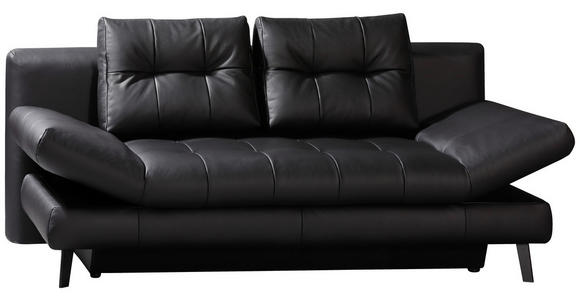 SCHLAFSOFA in Echtleder Schwarz  - Schwarz, Design, Leder/Metall (209/94/94cm) - Novel