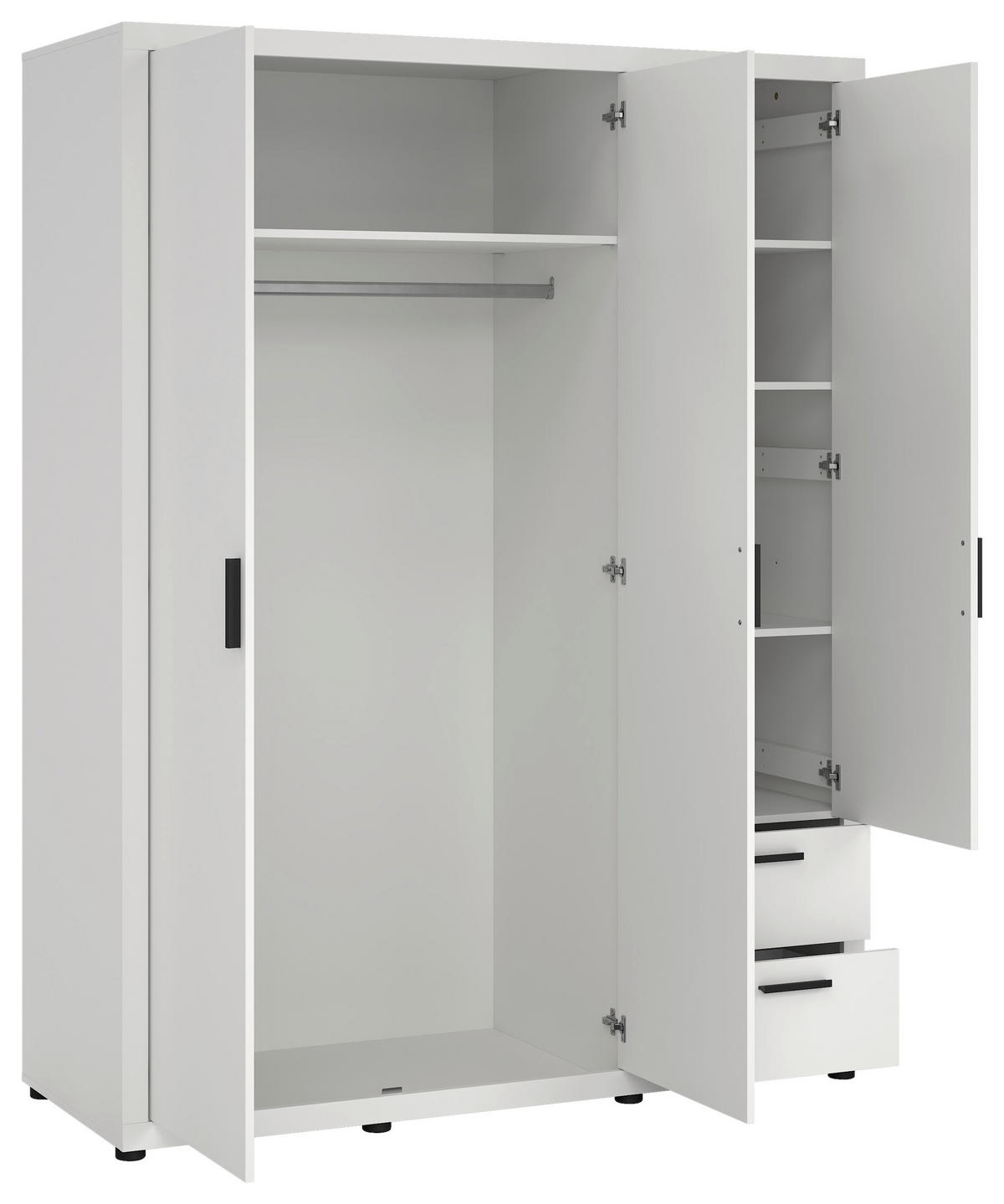 DREHTÜRENSCHRANK in Weiss  - Weiss/Schwarz, Modern, Holzwerkstoff/Metall (153,6/200,9/59,8cm) - MID.YOU