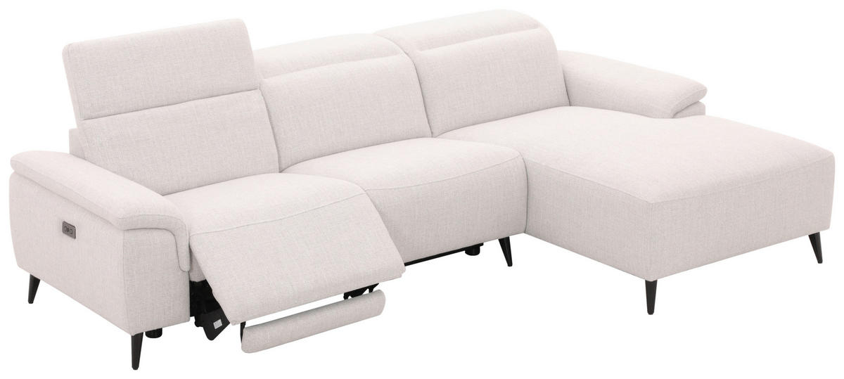 ECKSOFA inkl. Funktionen Hellgrau Leinenoptik  - Schwarzchrom/Hellgrau, Design, Holz/Kunststoff (270/75/171cm) - Xora