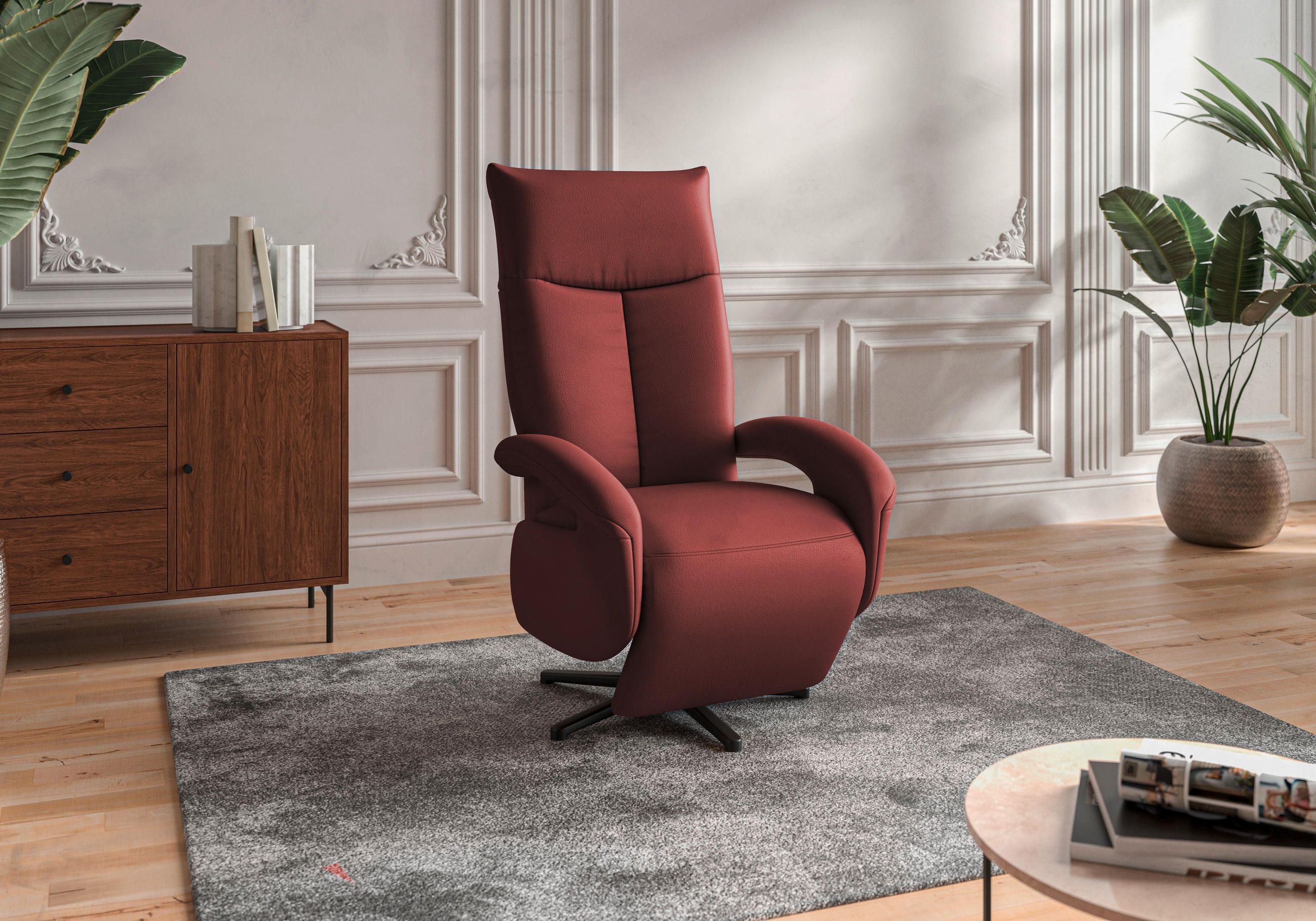 SESSEL in Echtleder Rotbraun  - Rotbraun/Schwarz, KONVENTIONELL, Leder/Metall (74/112/82cm) - Sit & More