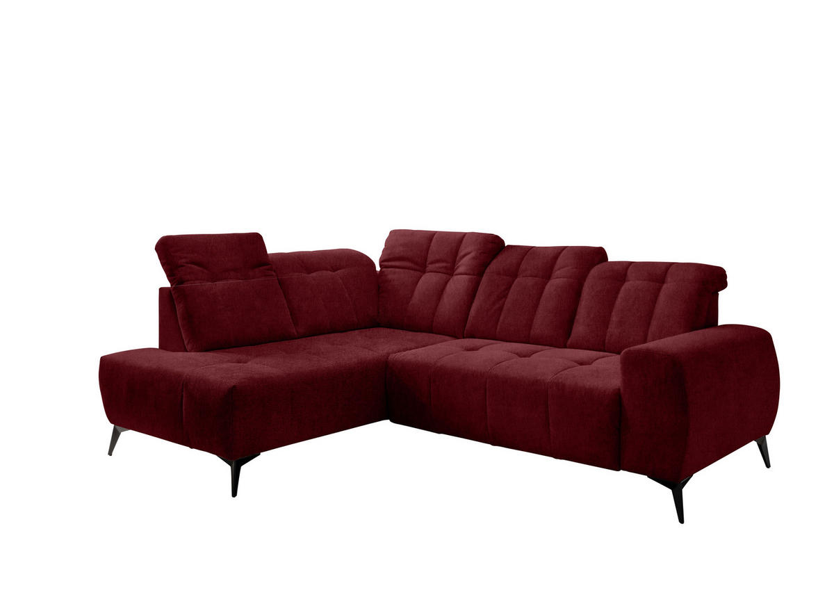 ECKSOFA Bordeaux Mikrofaser  - Bordeaux/Schwarz, MODERN, Textil/Metall (200/261cm) - Livetastic