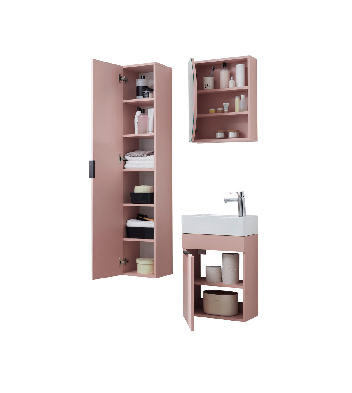 WASCHTISCHKOMBI  - Schwarz/Rosa, Trend, Holzwerkstoff/Metall (45/55/25cm) - MID.YOU