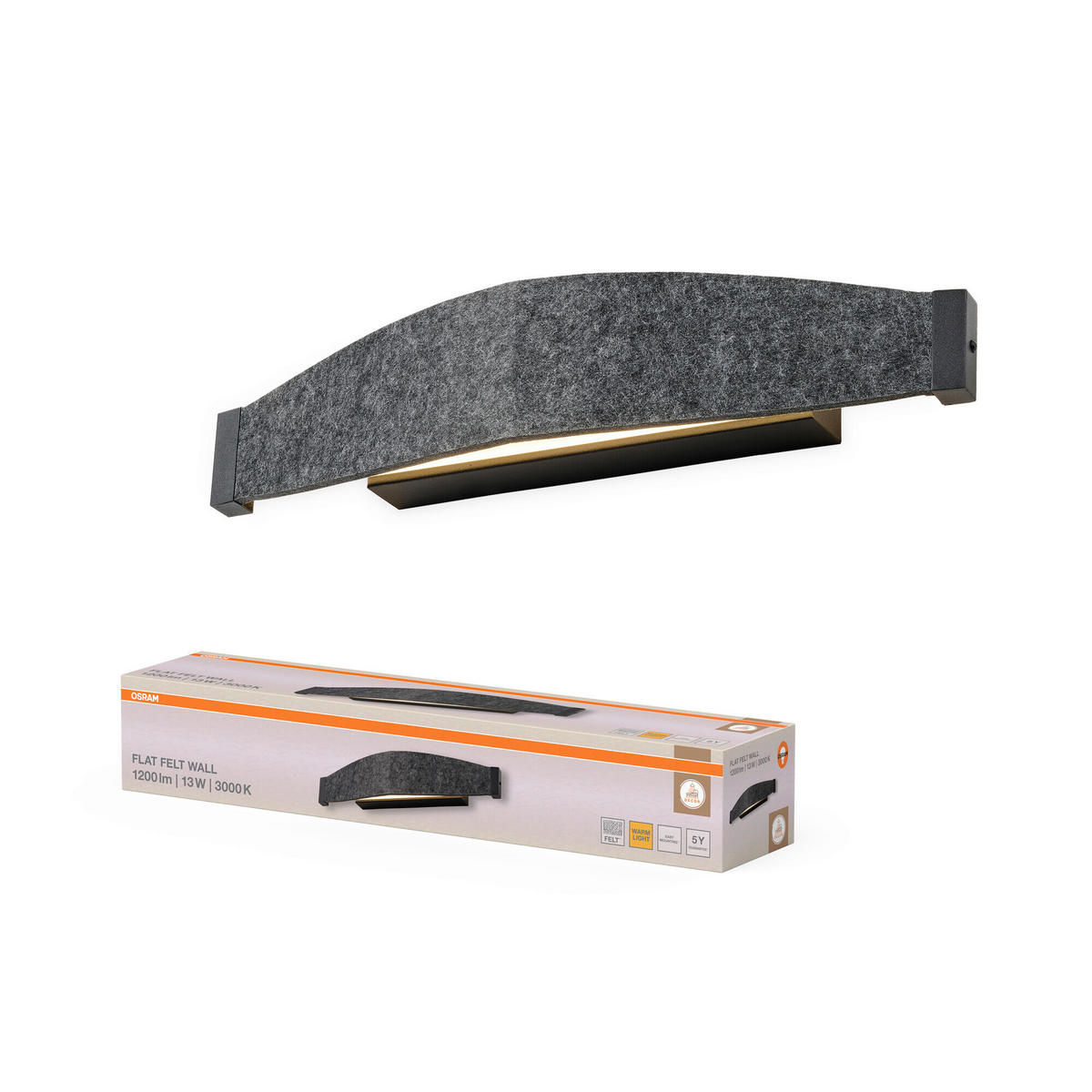 LED-WANDLEUCHTE 50/11,5/10 cm   - Dunkelgrau, Design, Kunststoff/Textil (50/11,5/10cm) - Osram