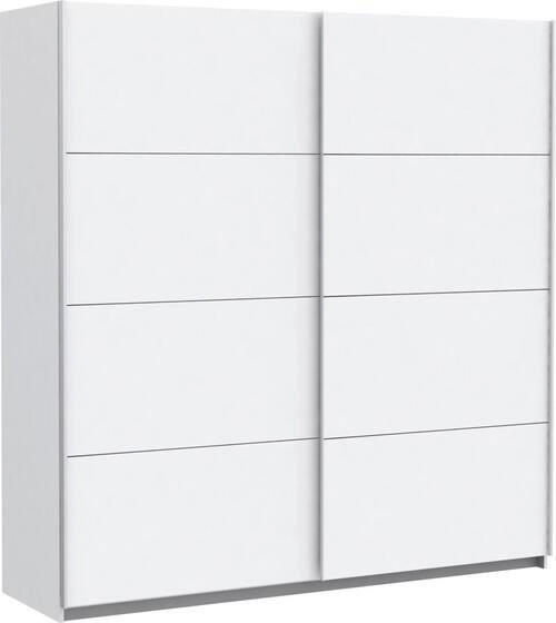 SCHWEBETÜRENSCHRANK 200/210/61 cm 2-türig Weiß  - Silberfarben/Weiß, Design, Holzwerkstoff/Metall (200/210/61cm) - MID.YOU