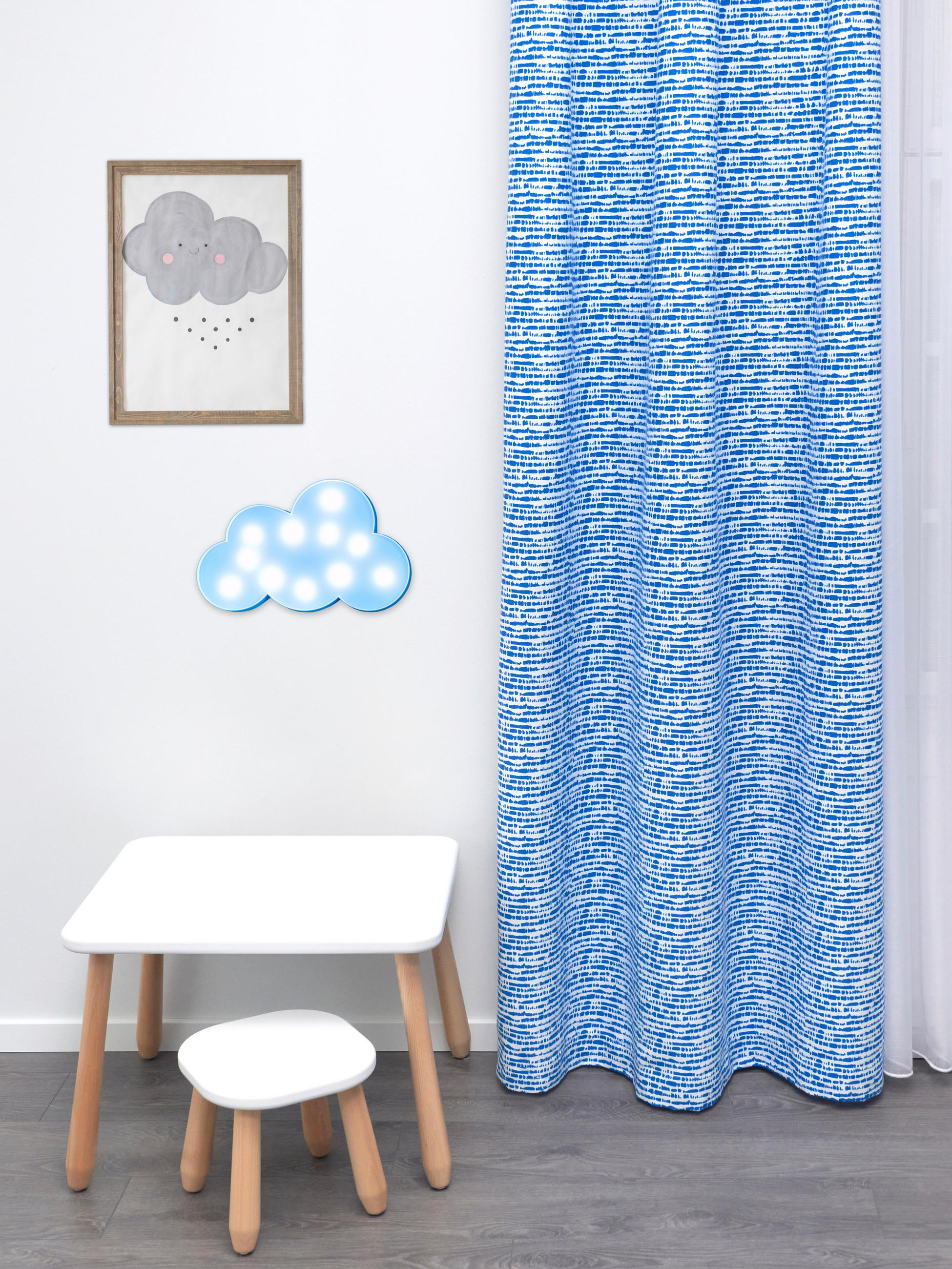 MATERIAL TEXTIL DECORATIV obscuritate  - albastru/alb, Basics, textil (150cm)