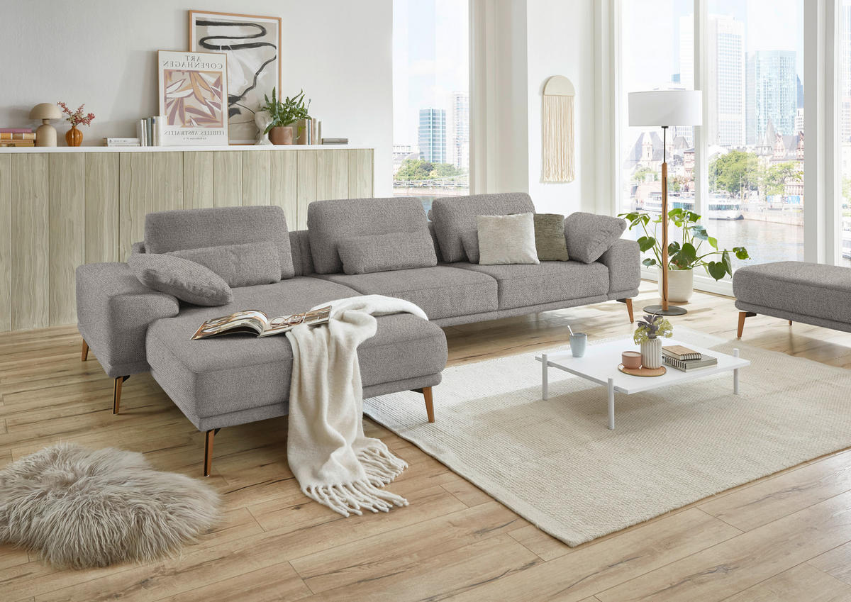 ECKSOFA in Flachgewebe Braun  - Wildeiche/Braun, Design, Holz/Textil (193/334cm) - Niels Andersson