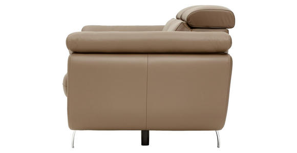 DREISITZER-SOFA Echtleder Hellbraun - Hellbraun/Chromfarben, Natur, Leder/Holz (217/100/105cm) - Valnatura