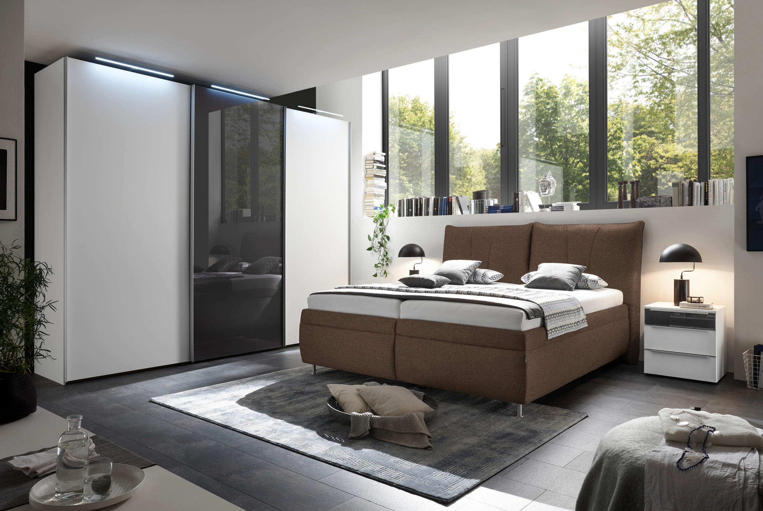 POLSTERBETT 160/200 cm  in Braun  - Weiss/Silberfarben, Konventionell, Holz/Textil (160/200cm) - Dieter Knoll