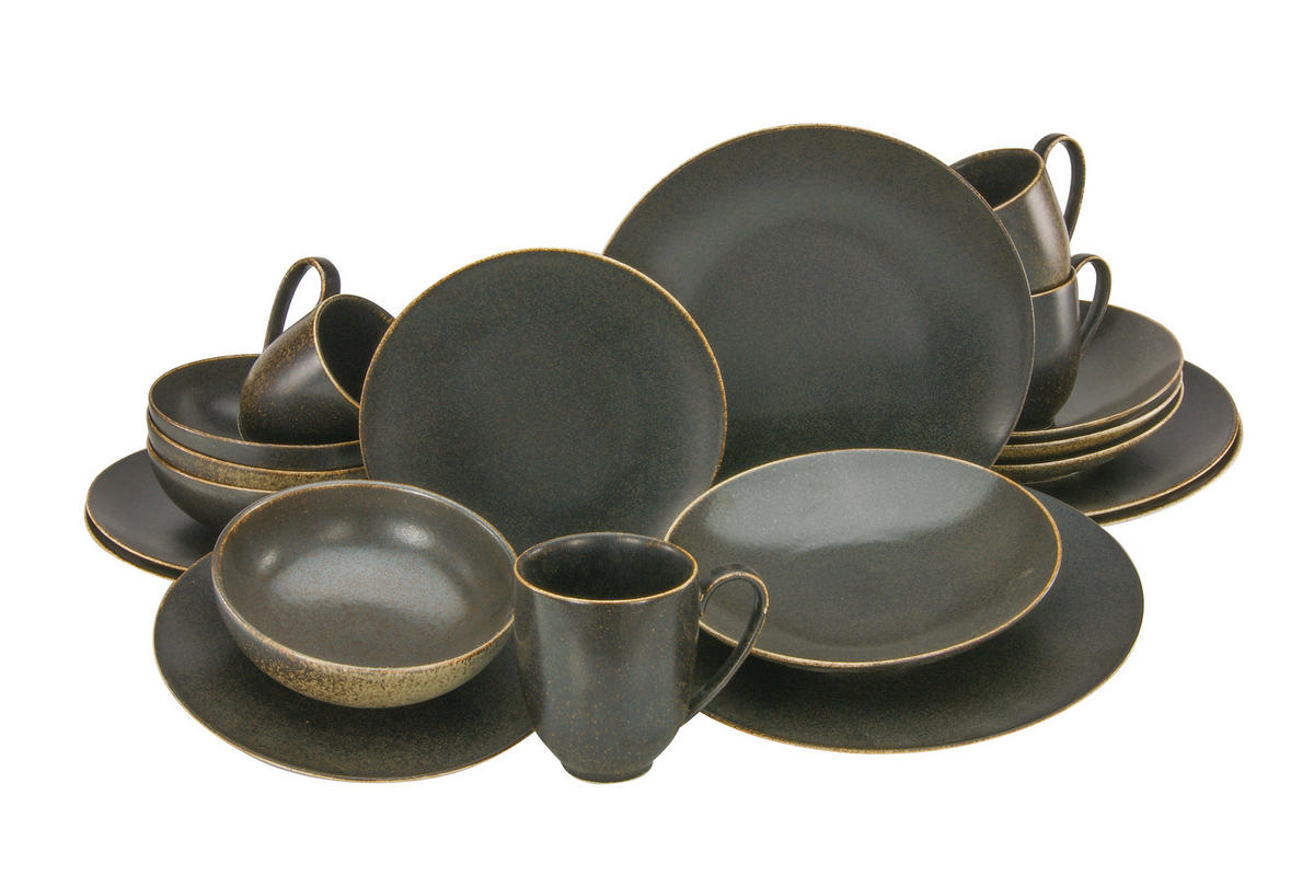 KOMBISERVICE Rusty 20-teilig  - Goldfarben/Schwarz, Design, Keramik (33/34/34cm) - Creatable