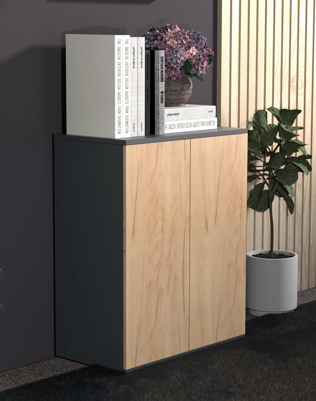 KOMMODE  in 60/73/32 cm  - Honigeiche/Anthrazit, MODERN, Holzwerkstoff/Kunststoff (60/73/32cm) - MID.YOU