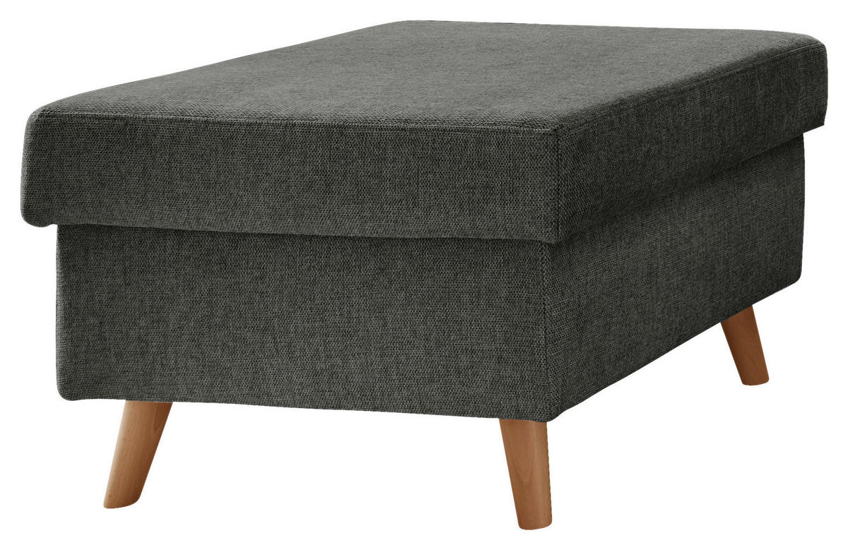 HOCKER in Textil Anthrazit  - Anthrazit/Naturfarben, KONVENTIONELL, Holz/Textil (61/43/61cm) - P & B