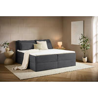 BOXBETT 180/200 cm,  in Anthrazit, Kissen, Bettkasten, Topper, H3 + H3 = fest  - Anthrazit/Schwarz, Design, Kunststoff/Textil (180/200cm) - Chameo