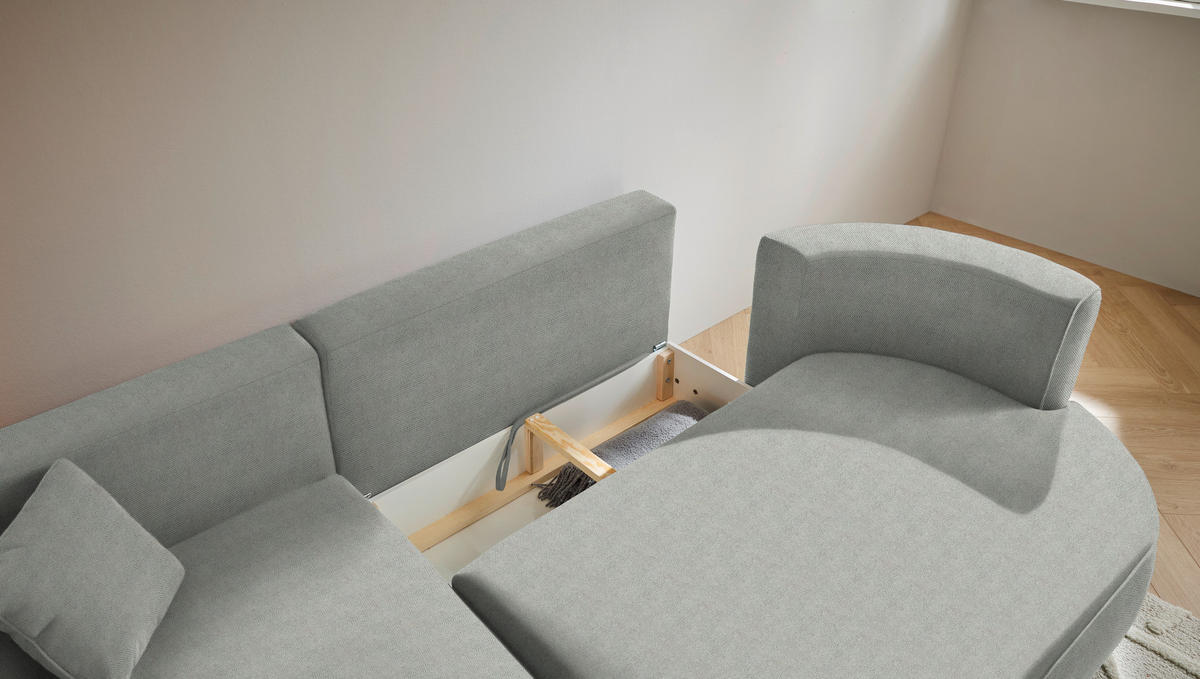 ECKSOFA in Webstoff Grau  - Schwarz/Grau, Design, Kunststoff/Textil (183/284cm) - Welnova