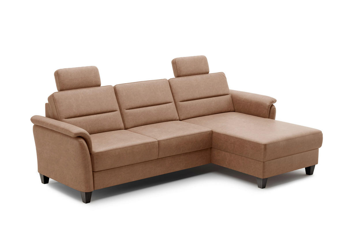 ECKSOFA PALMERA V Cognac Mikrofaser  - Wengefarben/Cognac, KONVENTIONELL, Holz/Textil (244/163cm) - Sit & More