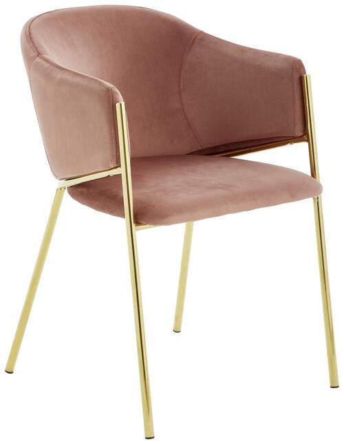 ARMLEHNSTUHL  in Eisen Samt  - Goldfarben/Rosa, Trend, Textil/Metall (53/77/60cm) - Livetastic