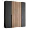KLEIDERSCHRANK 200/210/53 cm,  in Graphitfarben, Eichefarben, 4-türig  - Eichefarben/Schwarz, KONVENTIONELL, Holzwerkstoff/Kunststoff (200/210/53cm) - Boxxx