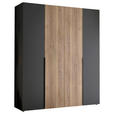 KLEIDERSCHRANK  in Graphitfarben, Eichefarben  - Eichefarben/Schwarz, KONVENTIONELL, Holzwerkstoff/Kunststoff (200/210/53cm) - Carryhome