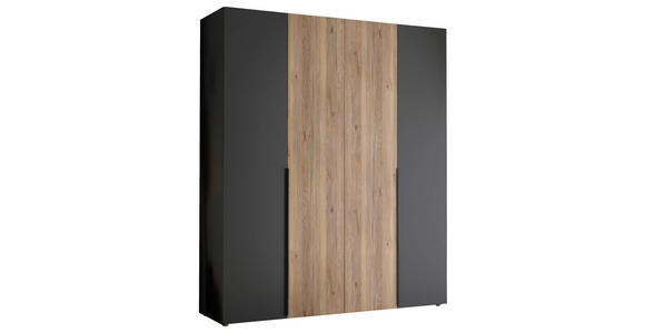 KLEIDERSCHRANK  in Graphitfarben, Eichefarben  - Eichefarben/Schwarz, KONVENTIONELL, Holzwerkstoff/Kunststoff (200/210/53cm) - Carryhome