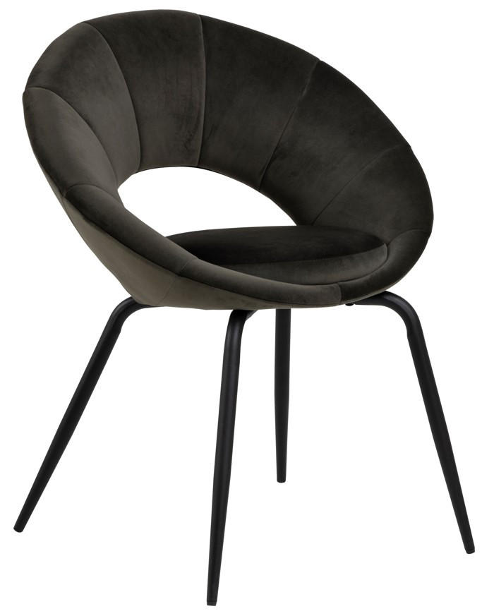 STUHL  in Samt Textil  - Schwarz/Grün, Trend, Textil/Metall (65/80/56cm) - MID.YOU