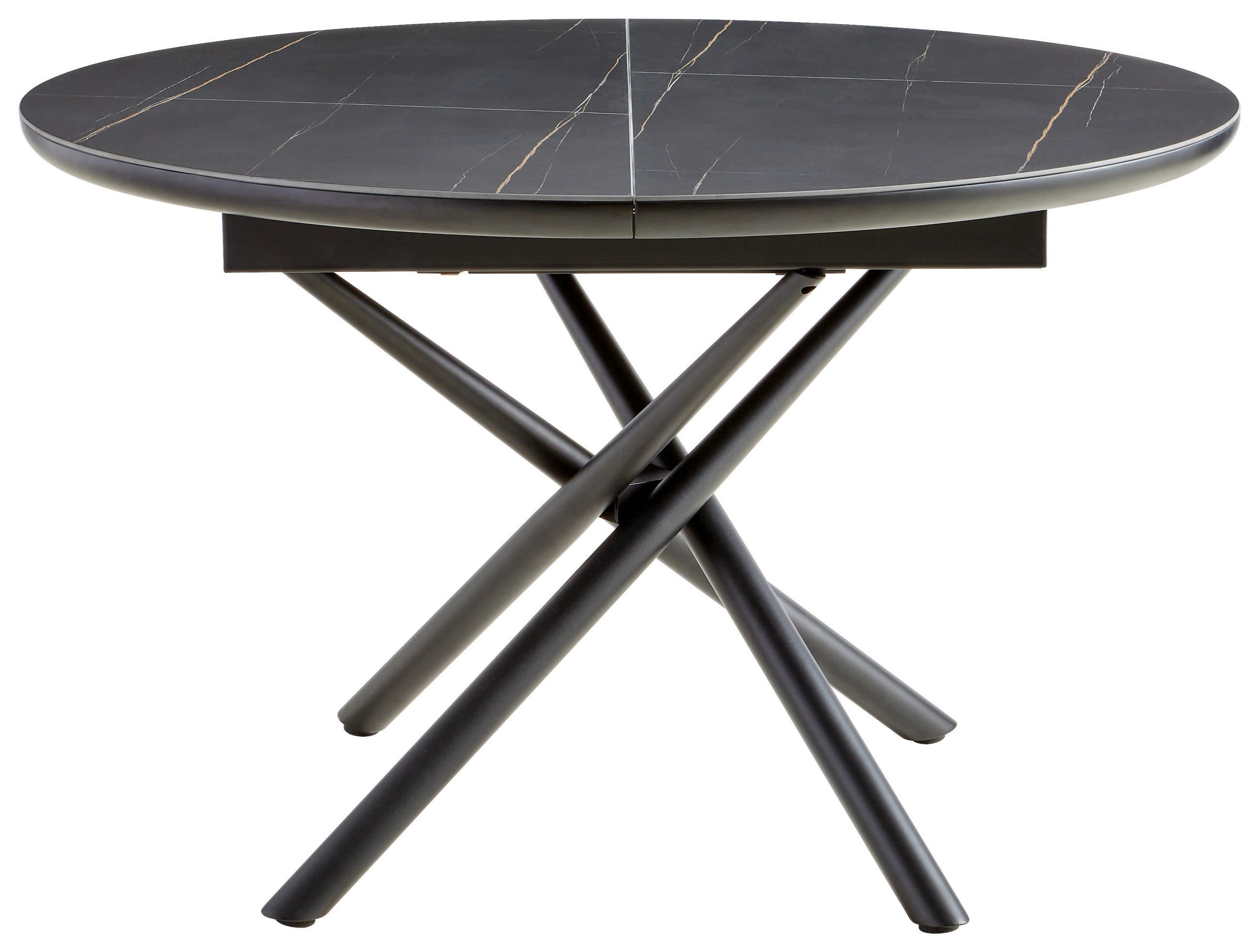 ESSTISCH Schwarz rund  ausziehbar  - Schwarz, MODERN, Keramik/Holzwerkstoff (120-160/120/76cm) - MID.YOU