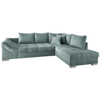 ECKSCHLAFSOFA  in Mikrofaser Mintgrün  - Silberfarben/Mintgrün, Design, Holz/Textil (298/202cm) - P & B