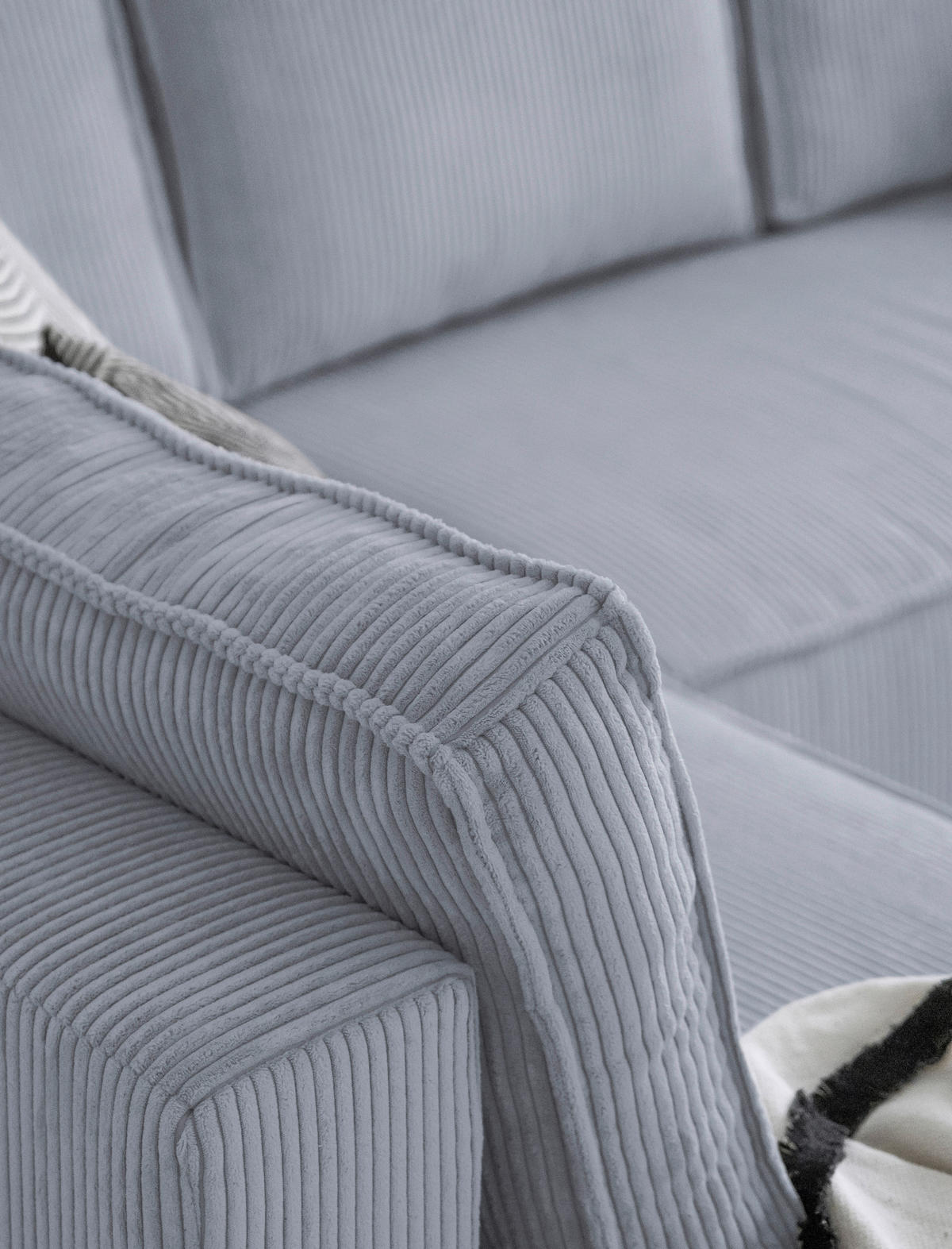 WOHNLANDSCHAFT Hellgrau Cord  - Hellgrau/Schwarz, Design, Kunststoff/Textil (194/322/156cm) - MID.YOU