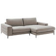 ECKSOFA  in Velours Silberfarben Rücken echt  253/177 cm  - Silberfarben/Schwarz, Design, Textil/Metall (253/177cm) - Dieter Knoll