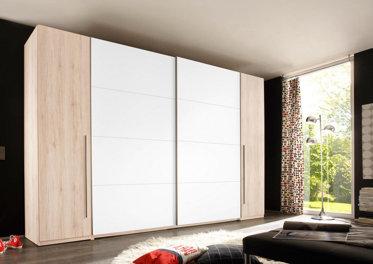 ŠATNÍ SKŘÍŇ, bílá, barvy buku, 315/225/61 cm - bílá/barvy buku, Design, kompozitní dřevo/plast (315/225/61cm) - Ti'me