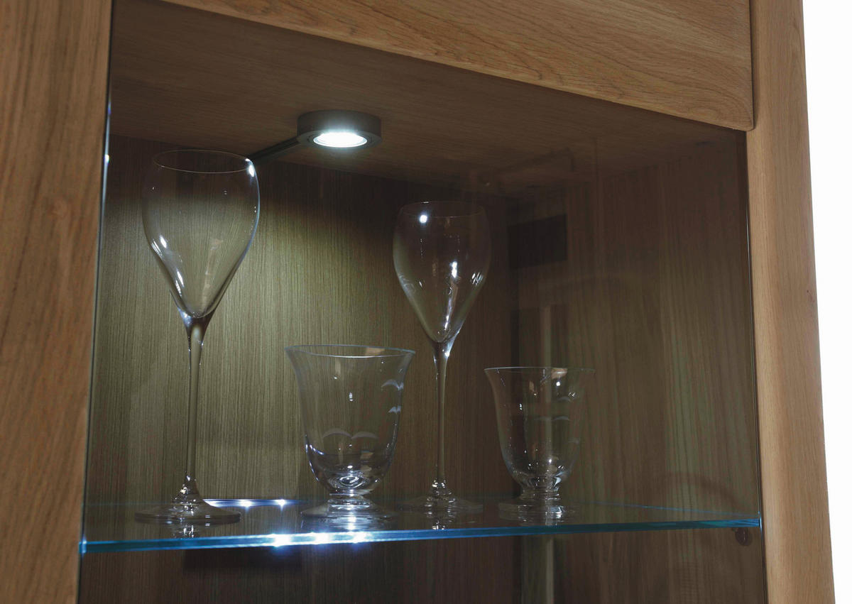VITRINE La Paz in Kernbuche Buchefarben  - Edelstahlfarben/Buchefarben, Design, Glas/Holz (69/209/38cm) - Livetastic